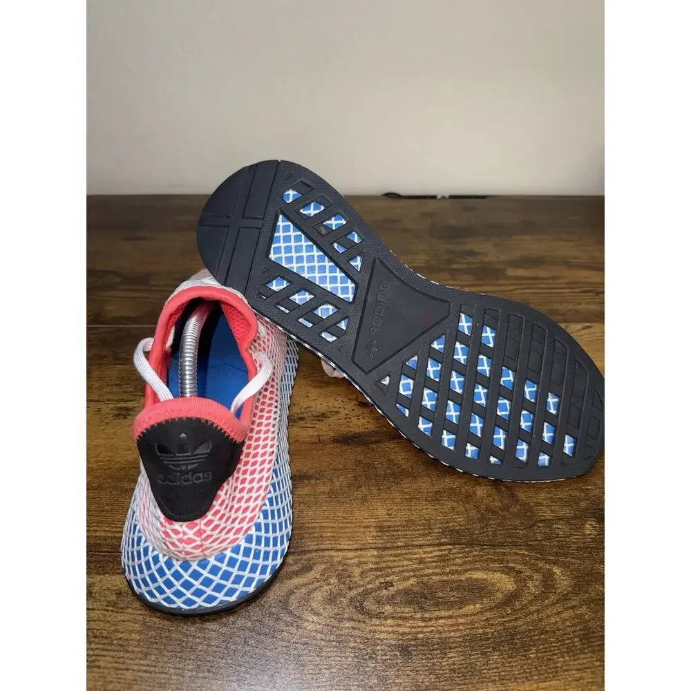 Adidas Mens Deerupt Runner Solar Red Bluebird Mens 10.5 Great Condition CR2625